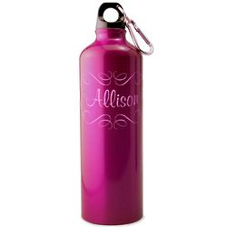 Swirly Personalized Pink Aluminum Water Bottle