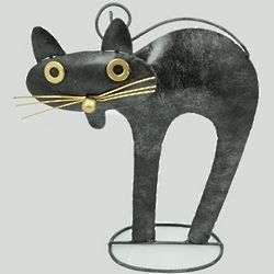 Metal Black Cat Sculpture