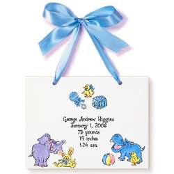 Boy's Personalized Animal Birth Announcement Tile