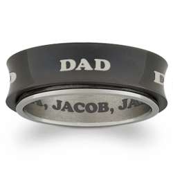 Black Titanium Two-Tone Dad Engraved Spinner Band