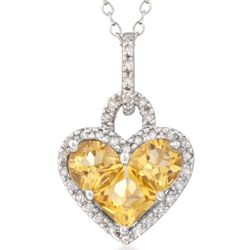 Citrine and Diamond Heart Necklace