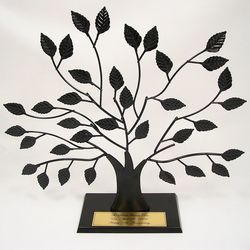 Personalized Family Tree Stand with Gold Surname Plate