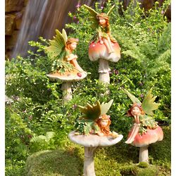 Fairies On Mushrooms Garden Stakes