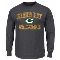 Men's Green Bay Packers Long Sleeve T-Shirt in Charcoal Gray