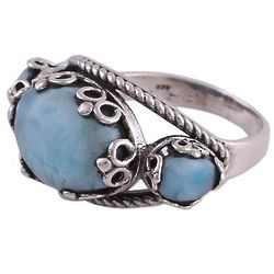 Vintage Expressions Larimar and Sterling Silver Cocktail Ring