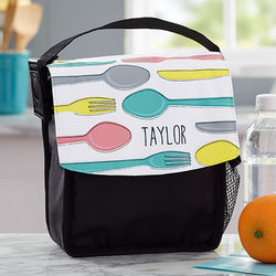 Personalized School Lunch Bag For Kids with Cutlery Pattern