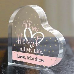 Personalized All My Heart All My Life Acrylic Heart Plaque