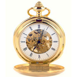 Elegante Collection Gold Double Dust Cover Pocket Watch