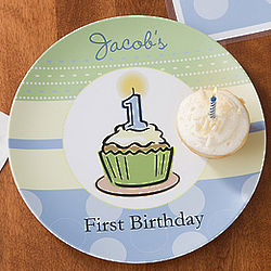 Boy's First Birthday Personalized Baby Plate