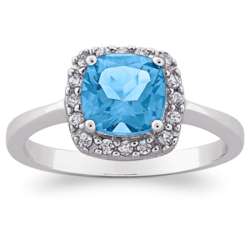 Sterling Silver Sky Blue Topaz and CZ Surround Ring