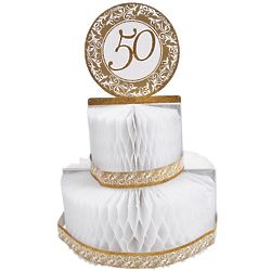 50th Anniversary Two-Tier Tissue Paper Cake Centerpiece