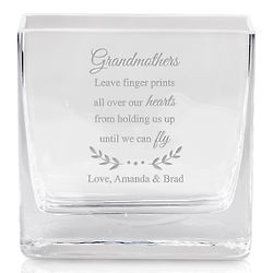 Grandmother's Personalized Square Glass Vase