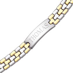 Men's Two-Tone Stainless Steel Engraved ID Bracelet