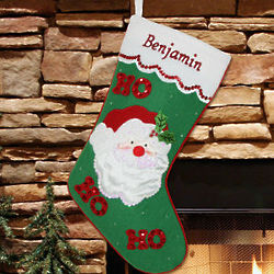 Embroidered Sequin Santa Christmas Stocking