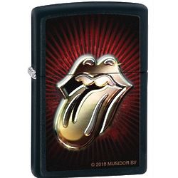 Personalized Rolling Stones Tongue Black Matte Zippo Lighter