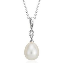Freshwater Cultured Pearl White Topaz Pendant in Sterling Silver