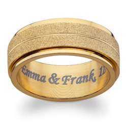 Engraved Frosted Gold Stainless Steel Spinner Band