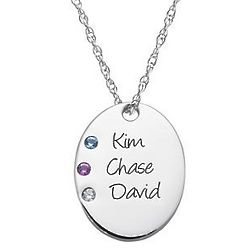 Personalized Oval Birthstone Necklace