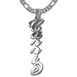 Extra Thick Vertical Silver Carrie Personalized Name Necklace