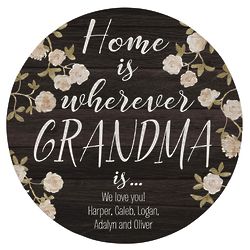 Personalized Home is Love Circle Wood Plaque