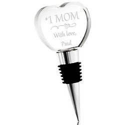 Engraved Crystal Heart Wine Stopper for Mom