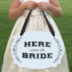 Two-Sided Here Comes the Bride Wedding Sign