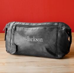 Personalized Embroidered Leather Travel Kit