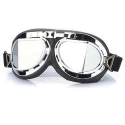 Motorcycle Goggles with Silver Lens Rim