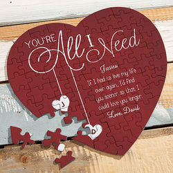 You're All I Need Personalized Heart Puzzle