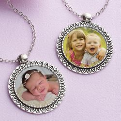 Personalized Contemporary Custom Photo Silver-Finished Pendant