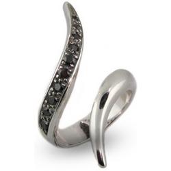 Designer Style Modern Silver and Black CZ Wrap Ring