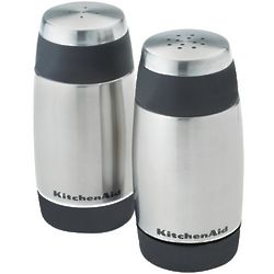 Black and Stainless Steel Salt and Pepper Shakers