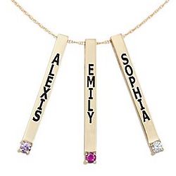 Personalized Birthstone Bar Family Necklace