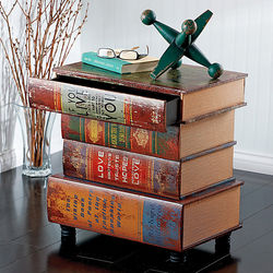 Old World Stacked Book Storage Table