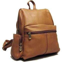 Vaquetta Leather Zippered-Around Purse Backpack in Tan