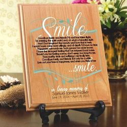 Personalized Smile Memorial Wood Plaque