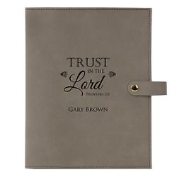 Trust the Lord Gray Leatherette Personalized Bible Book Cover
