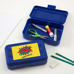 Personalized Super Hero Pencil Box in Blue