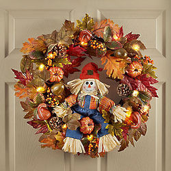 Light Up Scarecrow Welcome Wreath