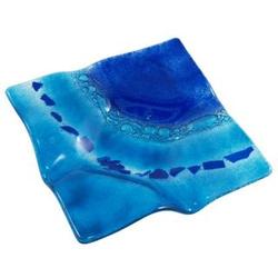 Artisan Art Deco Blue Square Glass Ashtray