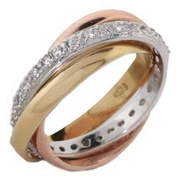 Sterling Silver Triple Tone Trinity Ring with CZ Band