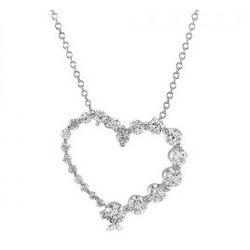Rhodium- Plated Cubic Zirconia Heart Journey Necklace