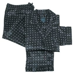 Men's Black Satin Long Sleeve Pajamas