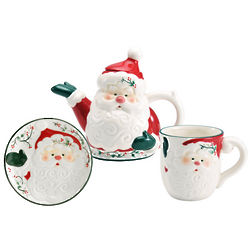 Jolly Santa Sculpted Teapot, Mug, and Plate