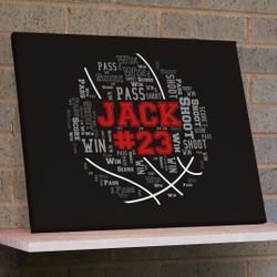 Basketball Word Art Wall Canvas