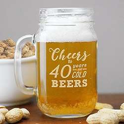 Engraved Cheers to Years and Cold Beers Mason Jar Mug