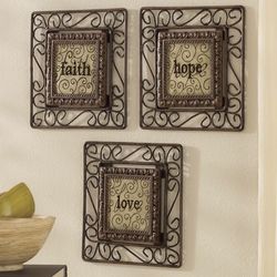 Faith, Hope, and Love Carved Plaques