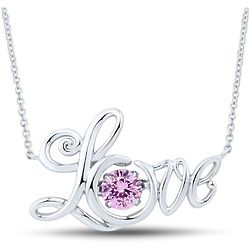 The Beat of Your Heart Lab-Created Pink Sapphire 'Love' Pendant