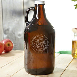 Personalized Beer Thirty Amber Glass Beer Growler