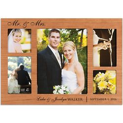 Wedding Collage Personalized Cherry Wood Picture Frame